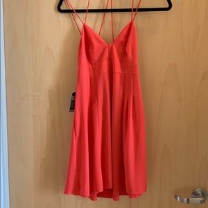 Express Coral backless mini dress